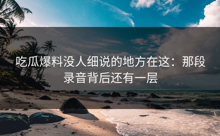 吃瓜爆料没人细说的地方在这：那段录音背后还有一层