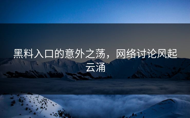 黑料入口的意外之荡，网络讨论风起云涌