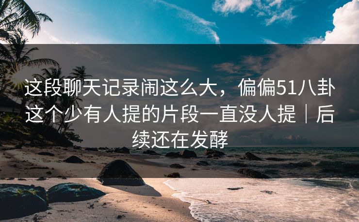 这段聊天记录闹这么大，偏偏51八卦这个少有人提的片段一直没人提｜后续还在发酵